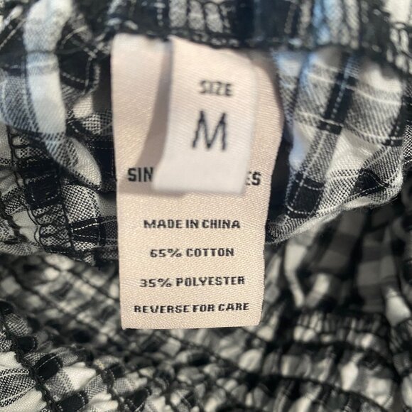 Sincerely Jules Womens Mini Skirt Black White Checkered Tiered Elastic Smocked M - Picture 5 of 9